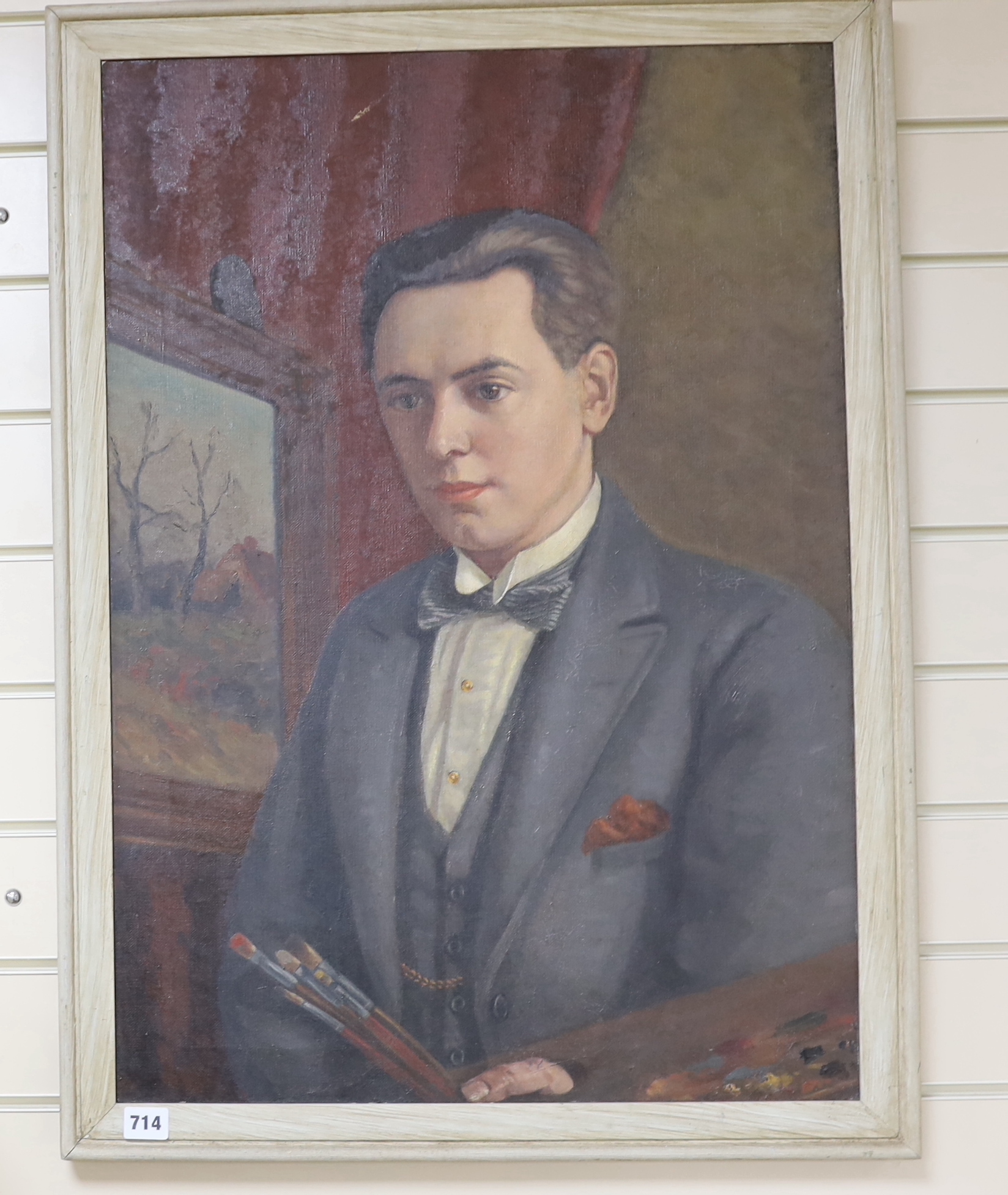 Owen Forrest (20th. C) oil on canvas, Portrait of an artist, unsigned, 75 x 52cm